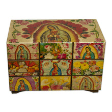 Load image into Gallery viewer, Catholic Wood Decorative Box - A Bouquet for My Guadalupe | NOVICA