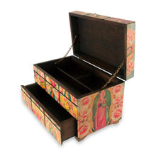 Load image into Gallery viewer, Catholic Wood Decorative Box - A Bouquet for My Guadalupe | NOVICA
