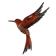 Load image into Gallery viewer, Unique Steel Bird Wall Art - Ruby Breasted Hummingbird | NOVICA
