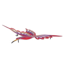 Load image into Gallery viewer, Bird-Themed Steel Wall Sculpture in Pink from Mexico (Large) - Violet Hummingbird | NOVICA