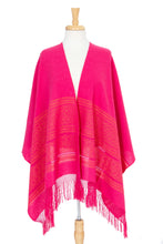 Load image into Gallery viewer, Unique Hot Pink Cotton Patterned Shawl Handwoven in Mexico - Hot Pink Zapotec Treasures | NOVICA