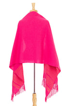 Load image into Gallery viewer, Unique Hot Pink Cotton Patterned Shawl Handwoven in Mexico - Hot Pink Zapotec Treasures | NOVICA