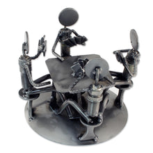 Load image into Gallery viewer, Card Players Handcrafted Recycled Metal Sculpture - Rustic Poker Game | NOVICA