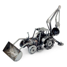 Load image into Gallery viewer, Unique Recycled Metal and Car Parts Sculpture Mexico - Rustic Bulldozer Digger | NOVICA