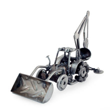 Load image into Gallery viewer, Unique Recycled Metal and Car Parts Sculpture Mexico - Rustic Bulldozer Digger | NOVICA