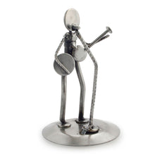 Load image into Gallery viewer, Auto part sculpture - Rustic Folk Singer | NOVICA