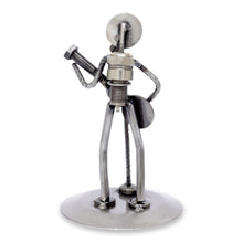 Load image into Gallery viewer, Auto part sculpture - Rustic Folk Singer | NOVICA