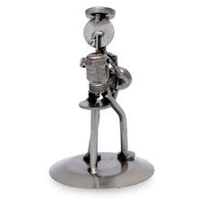 Load image into Gallery viewer, Recycled Car Part Saxophonist Sculpture - Rustic Saxophonist | NOVICA