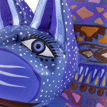 Load image into Gallery viewer, Mexican Alebrije Cat Sculpture - Blue Cat Greeting | NOVICA