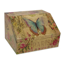 Load image into Gallery viewer, Floral Decoupage Box with Butterflies and Hidden Drawer - Butterfly Enchantment | NOVICA