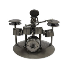 Load image into Gallery viewer, Hand Crafted Upcycled Metal Drummer Sculpture from Mexico - Rustic Drummer | NOVICA