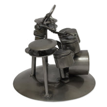 Load image into Gallery viewer, Hand Crafted Upcycled Metal Drummer Sculpture from Mexico - Rustic Drummer | NOVICA