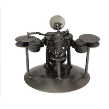 Load image into Gallery viewer, Hand Crafted Upcycled Metal Drummer Sculpture from Mexico - Rustic Drummer | NOVICA