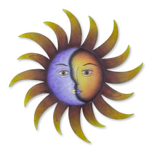 Load image into Gallery viewer, Artisan Crafted Sun and Moon Wall Art in Hand Painted Steel - Celestial Marriage | NOVICA