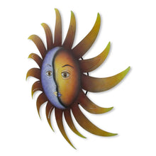 Load image into Gallery viewer, Artisan Crafted Sun and Moon Wall Art in Hand Painted Steel - Celestial Marriage | NOVICA