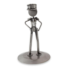 Load image into Gallery viewer, Upcycled Metal and Auto Part Police Officer Sculpture - Rustic Police Officer | NOVICA