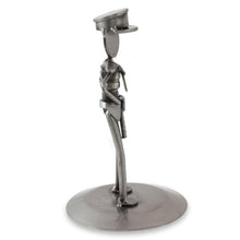Load image into Gallery viewer, Upcycled Metal and Auto Part Police Officer Sculpture - Rustic Police Officer | NOVICA