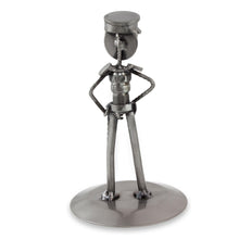 Load image into Gallery viewer, Upcycled Metal and Auto Part Police Officer Sculpture - Rustic Police Officer | NOVICA