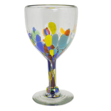 Load image into Gallery viewer, Hand Blown Colorful 8 oz Wine Glasses (Set of 6) - Confetti Festival | NOVICA