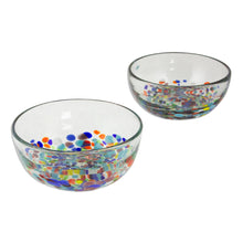 Load image into Gallery viewer, 2 Artisan Crafted Colorful Mexican Hand Blown Bowls Set - Confetti Festival | NOVICA