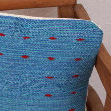 Load image into Gallery viewer, Zapotec Handwoven Blue Wool Cushion Cover - Sky of Oaxaca | NOVICA