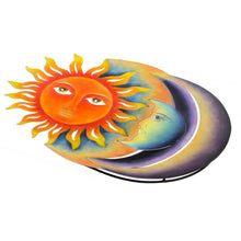 Load image into Gallery viewer, Colorful Steel Sun and Moon Eclipse Wall Art Sculpture - Festive Eclipse | NOVICA