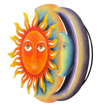 Load image into Gallery viewer, Colorful Steel Sun and Moon Eclipse Wall Art Sculpture - Festive Eclipse | NOVICA