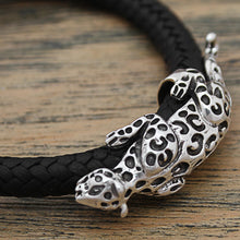 Load image into Gallery viewer, Hand Made Leather Sterling Silver Braided Bracelet Mexico - Life of the Jaguar | NOVICA