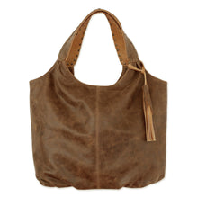 Load image into Gallery viewer, Soft Honey Brown Leather Hobo Handbag with 3 Inner Pockets - Honey Brown Belle | NOVICA