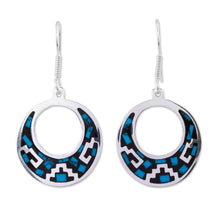 Load image into Gallery viewer, Geometric Turquoise Dangle Earrings from Mexico - Windows of History | NOVICA