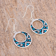 Load image into Gallery viewer, Geometric Turquoise Dangle Earrings from Mexico - Windows of History | NOVICA