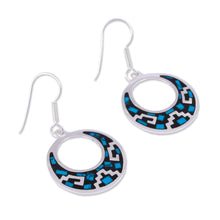 Load image into Gallery viewer, Geometric Turquoise Dangle Earrings from Mexico - Windows of History | NOVICA