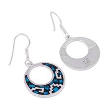 Load image into Gallery viewer, Geometric Turquoise Dangle Earrings from Mexico - Windows of History | NOVICA