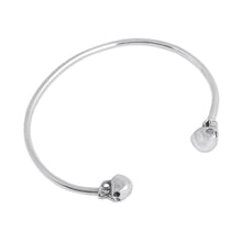 Load image into Gallery viewer, Sterling Silver Cuff Bracelet with Skulls from Mexico - Skulls of Tradition | NOVICA