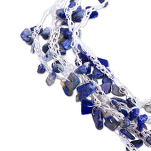 Load image into Gallery viewer, Lapis Lazuli and Crystal Beaded Necklace and Earring Set - Ocean Meditation | NOVICA