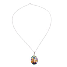 Load image into Gallery viewer, Religious Natural Flower Pendant Necklace from Mexico - Floral Guadalupe | NOVICA