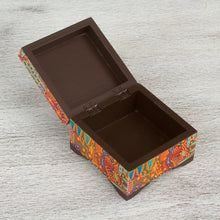 Load image into Gallery viewer, Petite Pinewood Decoupage Box with Huichol Icons - Huichol Mandala | NOVICA