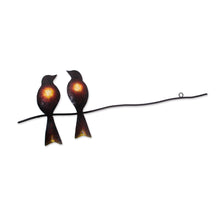 Load image into Gallery viewer, Handcrafted Bird-Themed Steel Wall Sculpture from Mexico - Sparrows in Love | NOVICA