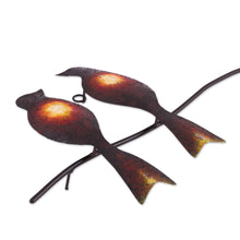 Load image into Gallery viewer, Handcrafted Bird-Themed Steel Wall Sculpture from Mexico - Sparrows in Love | NOVICA