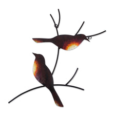 Load image into Gallery viewer, Handmade Metal Wall Art of Birds on Branches - Pair of Sparrows | NOVICA