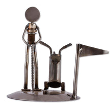 Load image into Gallery viewer, Rustic Golfer Eco Friendly Auto Part Sculpture - Rustic Golf Tourney | NOVICA