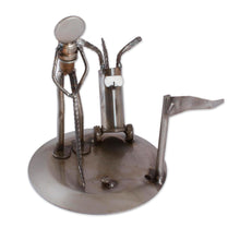 Load image into Gallery viewer, Rustic Golfer Eco Friendly Auto Part Sculpture - Rustic Golf Tourney | NOVICA