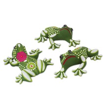 Load image into Gallery viewer, Ceramic Wall Art Frogs from Mexico (Set of 3) - Happy Frogs | NOVICA