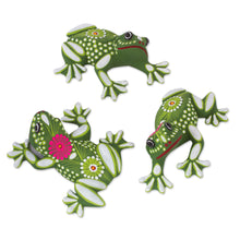 Load image into Gallery viewer, Ceramic Wall Art Frogs from Mexico (Set of 3) - Happy Frogs | NOVICA