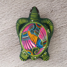 Load image into Gallery viewer, Hand Painted Ceramic Decorative Turtle Box from Mexico - Turtle Memory | NOVICA