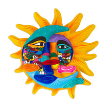 Load image into Gallery viewer, Ceramic Sun and Moon Wall Art from Mexico - Life and Tradition | NOVICA
