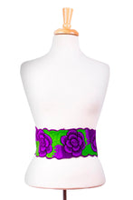 Load image into Gallery viewer, Mexican 100% Cotton Tie Belt with Purple Floral Motif - Field of Flowers | NOVICA