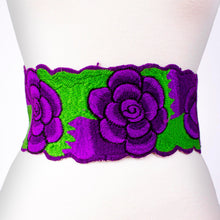 Load image into Gallery viewer, Mexican 100% Cotton Tie Belt with Purple Floral Motif - Field of Flowers | NOVICA