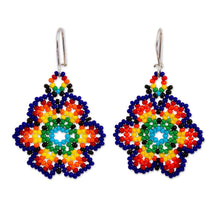 Load image into Gallery viewer, Glass Beaded Floral Dangle Earrings from Mexico - Floral Colors | NOVICA
