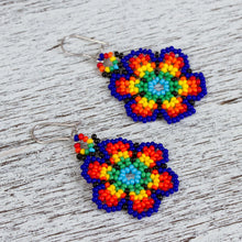 Load image into Gallery viewer, Glass Beaded Floral Dangle Earrings from Mexico - Floral Colors | NOVICA
